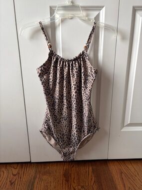 abercrombie kids Leopard Print Swimsuit in Taupe and Black Size 15/16
